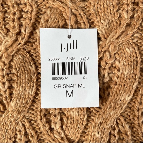 J Jill Cable Knit Sweater Womens Medium Gingerbread Brown Chunky Pullover NEW - Picture 7 of 7